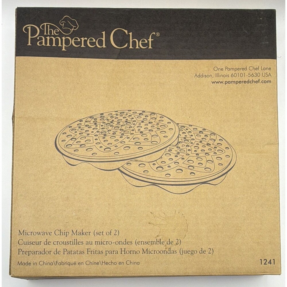 The Pampered Chef Microwave Chip Maker Set of 2, 11in Plastic Beige/Black 1241
